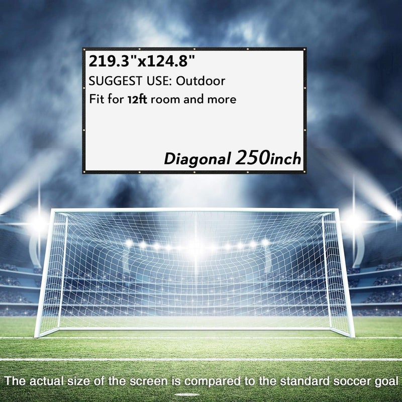 NIERBO Projector Screen Large 250 Inches 16:9 Wall Mounted Canvas HD Projection Screen Folded for Outside Home Theater 1.6 Gain Not Include Mount - Image 2