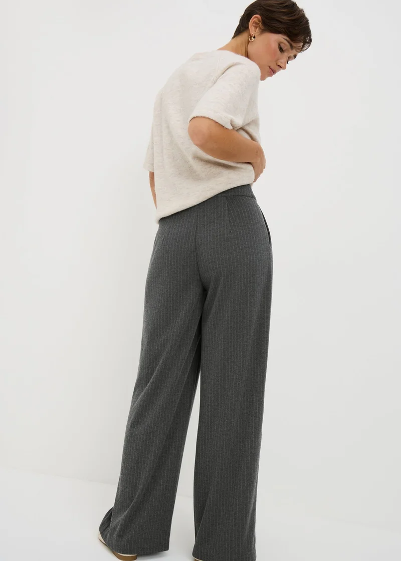 Matalan Grey Pinstripe Wide Leg Trousers