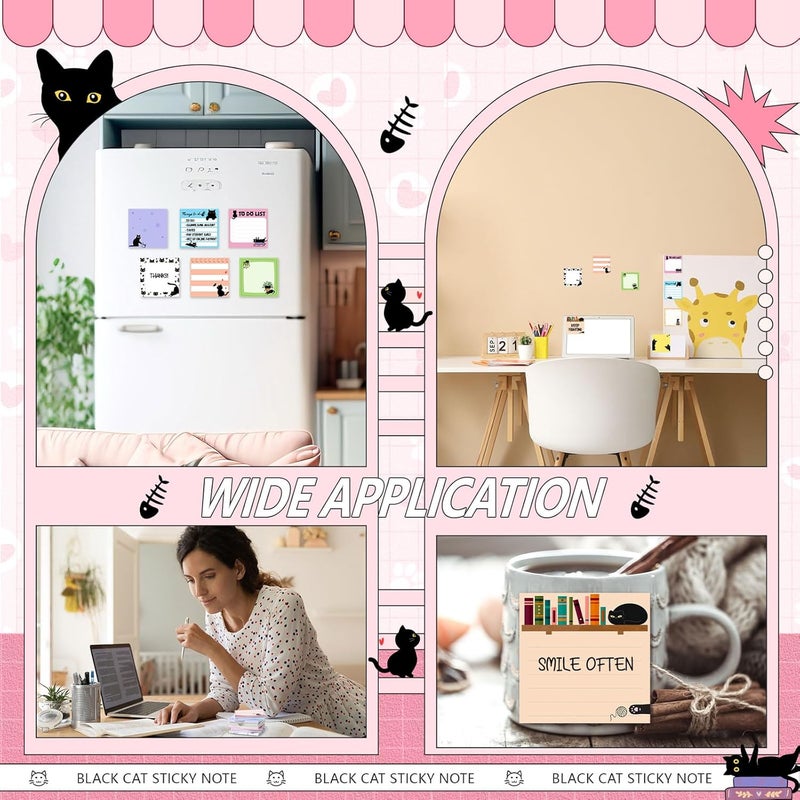 Saypacck 9 Pads Cute Sticky Notes Cartoon Animal Self Stick Notepads 3x3 Inches Notes Adhesive Memo Pad Office Decor Gifts for Students School Office Meeting(Cat) - Image 5