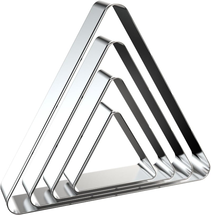 QAAQS Triangle Cookie Cutter Set - 5 inch, 4 inch, 3 inch, 2 inch - 4 Piece Geometric Frame Plaque Cookie Cutters Shapes Molds - Stainless Steel - Image 1