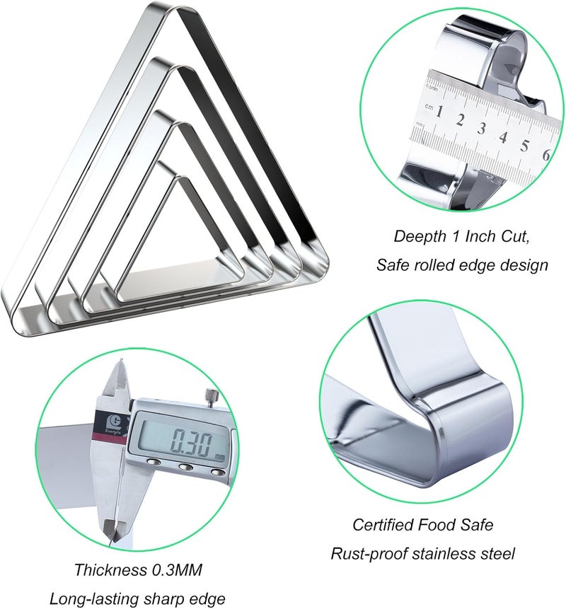 QAAQS Triangle Cookie Cutter Set - 5 inch, 4 inch, 3 inch, 2 inch - 4 Piece Geometric Frame Plaque Cookie Cutters Shapes Molds - Stainless Steel - Image 3