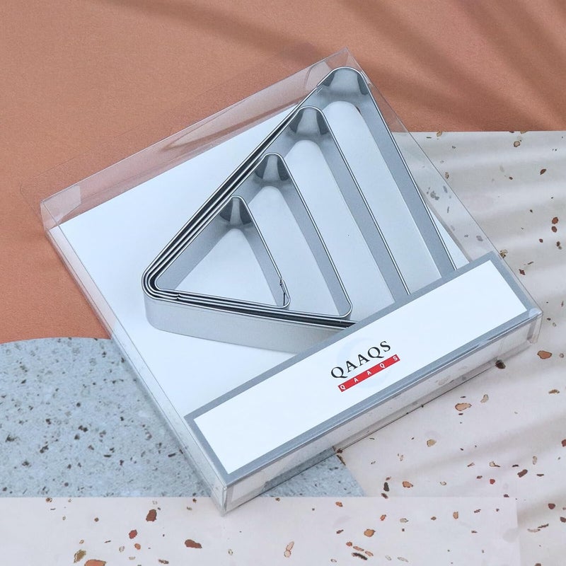 QAAQS Triangle Cookie Cutter Set - 5 inch, 4 inch, 3 inch, 2 inch - 4 Piece Geometric Frame Plaque Cookie Cutters Shapes Molds - Stainless Steel - Image 5