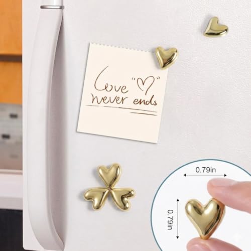 rhinocats 22Pcs Fridge Magnets,Cute Love Heart Decorative Magnets, Refrigerator Magnets for Whiteboard Cabinet Locker,Strong Holding Power,Gold - Image 3