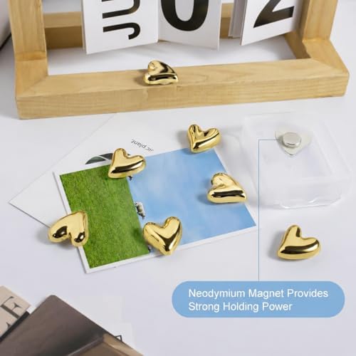 rhinocats 22Pcs Fridge Magnets,Cute Love Heart Decorative Magnets, Refrigerator Magnets for Whiteboard Cabinet Locker,Strong Holding Power,Gold - Image 2