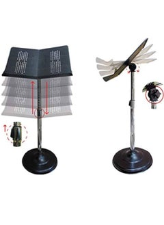 DARUSSALAM Holy Quran holder, iron head, metal base, stainless column, 90-degree rotation | Holy Quran Holder, Iron Top, Metal Base, Stainless Column, 90-Degree Rotating Stand | Stainless Steel Quran Holder, Iron Head, Rotatable 90 Degrees, Metal Base  - Image 1