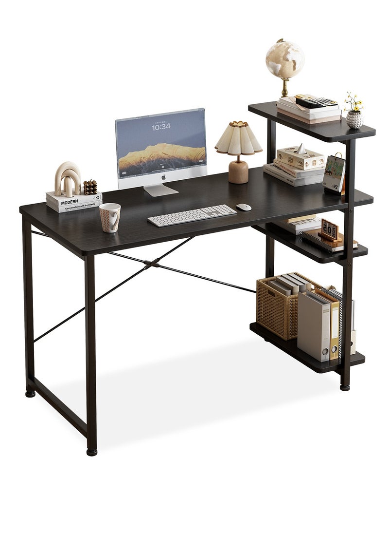 ADEBOLA Study desk with storage space Computer desk is suitable for living room, bedroom, office and small apartment dormitory, etc. 100×45×73cm Black  - Image 1