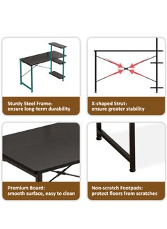 ADEBOLA Study desk with storage space Computer desk is suitable for living room, bedroom, office and small apartment dormitory, etc. 100×45×73cm Black  - Image 2