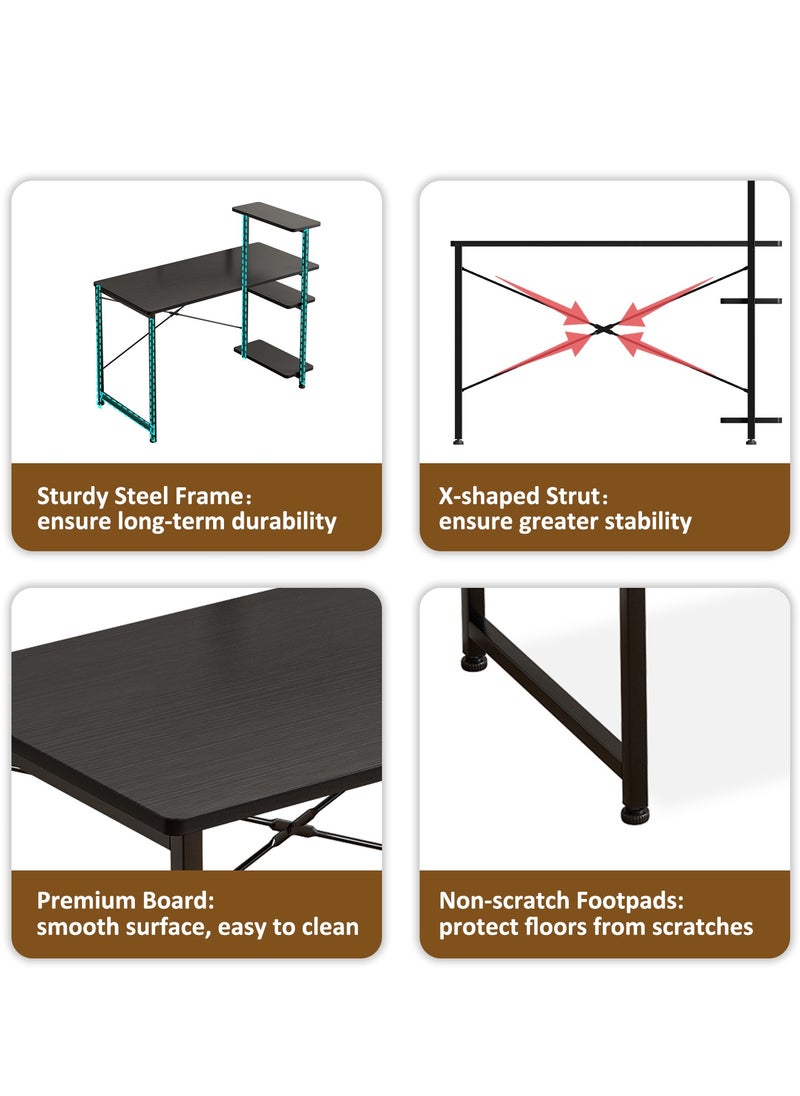 ADEBOLA Study desk with storage space Computer desk is suitable for living room, bedroom, office and small apartment dormitory, etc. 100×45×73cm Black  - Image 2