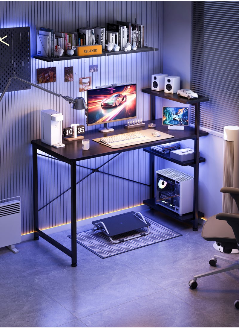 ADEBOLA Study desk with storage space Computer desk is suitable for living room, bedroom, office and small apartment dormitory, etc. 100×45×73cm Black  - Image 3