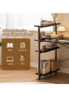ADEBOLA Study desk with storage space Computer desk is suitable for living room, bedroom, office and small apartment dormitory, etc. 100×45×73cm Black  - Image 5