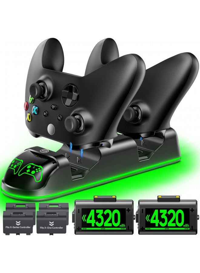 Oivo محطة شحن وحدة التحكم OIVO XSX مع 2 حزمة بطارية قابلة لإعادة الشحن 4320mWh لوحدة تحكم Xbox Series X/S/One/Elite/Core، قاعدة شحن مع 4 أغطية حزمة (1800mAh) - Image 1