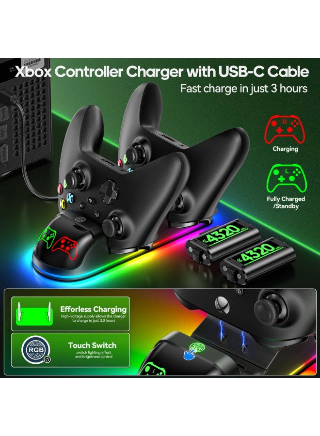 Oivo محطة شحن وحدة التحكم OIVO XSX مع 2 حزمة بطارية قابلة لإعادة الشحن 4320mWh لوحدة تحكم Xbox Series X/S/One/Elite/Core، قاعدة شحن مع 4 أغطية حزمة (1800mAh) - Image 4