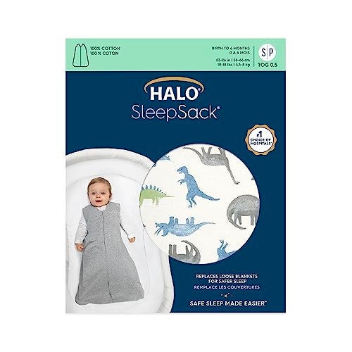 HALO SleepSack 100 Cotton Wearable Blanket Swaddle Transition Sleeping Bag TOG 05 Watercolor Dinos Medium 612 Months - Image 3