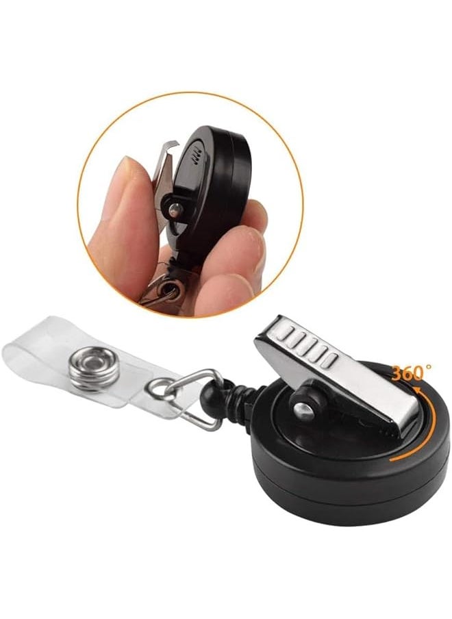 X spring Retractable Badge Holder 2 Pack Id Badge Holders With Swivel Clip Retractable Keychain Holder With 60 Cm Steel Retractable Cord For Business Card Key Chain Id Card Badge Holder Black  - Image 5