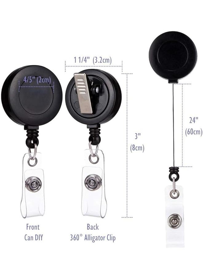 X spring Retractable Badge Holder 2 Pack Id Badge Holders With Swivel Clip Retractable Keychain Holder With 60 Cm Steel Retractable Cord For Business Card Key Chain Id Card Badge Holder Black  - Image 3