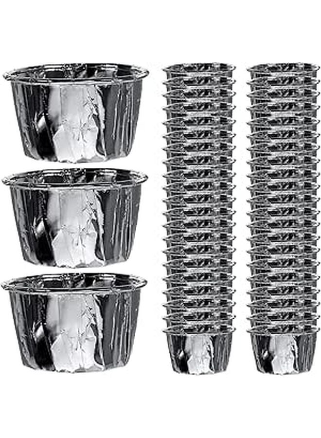 Disposable Double Sided Silver Foil Baking Cupcake Liners 50 Pieces Muffin Paper Cups - Image 1