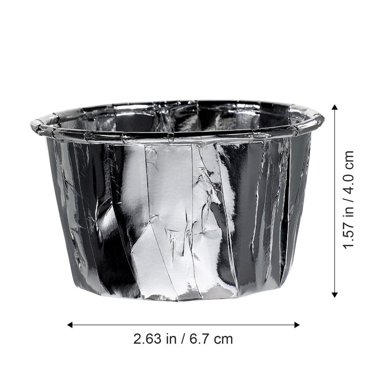 Disposable Double Sided Silver Foil Baking Cupcake Liners 50 Pieces Muffin Paper Cups - Image 3