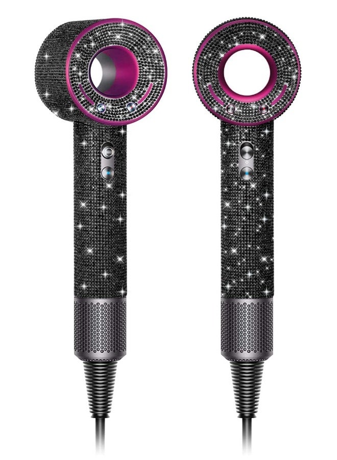 general Self-adhesive Bling Crystal Rhinestone Sticker Decal For Dyson Supersonic Hair Dryer Sparkle Blow Dryer Diamond Stone Protector (Bling Black) - Image 2