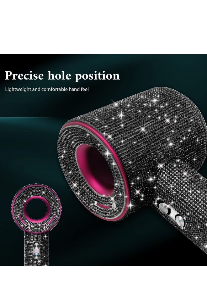 general Self-adhesive Bling Crystal Rhinestone Sticker Decal For Dyson Supersonic Hair Dryer Sparkle Blow Dryer Diamond Stone Protector (Bling Black) - Image 3