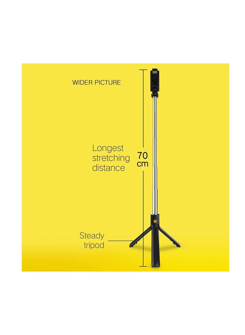 Compact Bluetooth 4.0 wireless selfie stick with tripod, portable and extendable for smartphones, black - Image 3