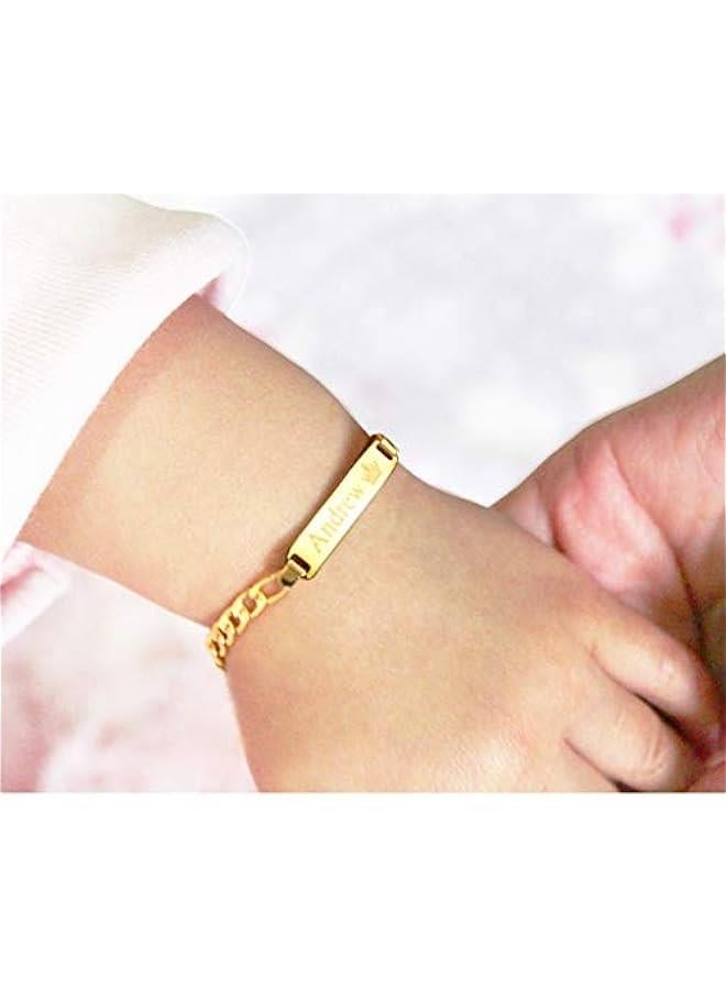 Arabest Personalized 18K Gold Plated Baby Name Bracelet Custom Bracelets for Kids Id Protection Bracelet Baptism for Girls - Image 2