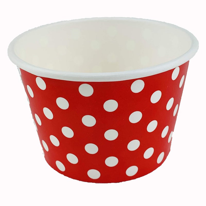 Worlds Paper Ice Cream Cups Polka Dot Paper Yogurt Cups 8oz Red 50 pack