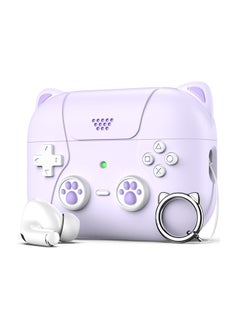 Fazza AirPods Pro 2nd /1st Generation Case Cover with Keychain, Game Player Design for Kid Men and Women, Soft Silicone Case for AirPods Pro Gen 2/1 (2023/2022/2019) Charging Case - Cat Ear Purple2/2019)Charging Case-Cat Ear Purple  - Image 1