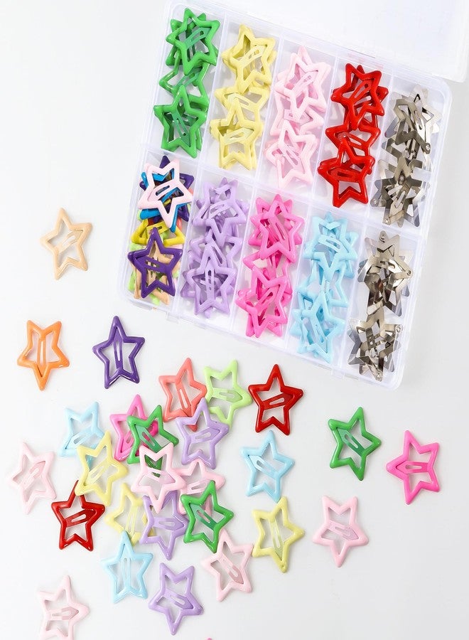 Secmity 55pcs 1.22" Star Hair Clips Cute Hair Clips for Girls Colorful Metal Snap Hair Barrettes for Women Star Hair Accessories for Daily Party - Image 3