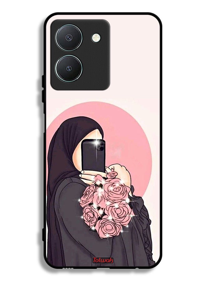 Tolwak Vivo Y36 4G Protective Case Cover Making Selfies While Holding Flowers Art - Image 1