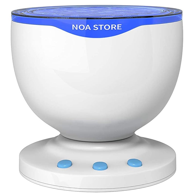 Noa Store Sensory LED Room Lights - Light Projector for Bedroom - Ocean Waves Projection Lamp with Calming Music - Night Light for Kids - Blue Ceiling Projector Lamps for Adults and Children - Image 1