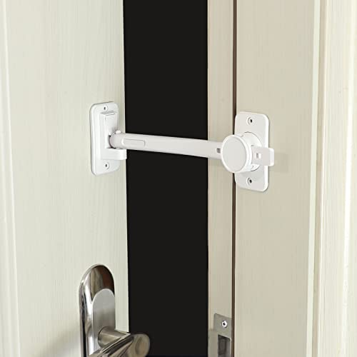 CLYMENE Cat Door Latch & Stopper, Adjustable Child Proof Door Lock and Pinch Guard, Let's Cats in and Keeps Dogs Out of Litter & Food, No Need for Pet Gates or Interior Cat Door (White) - Image 1