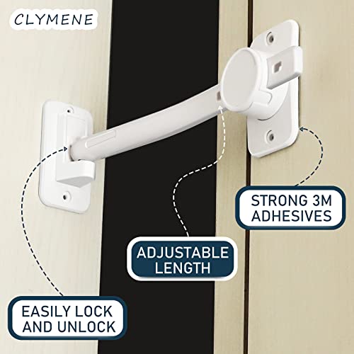 CLYMENE Cat Door Latch & Stopper, Adjustable Child Proof Door Lock and Pinch Guard, Let's Cats in and Keeps Dogs Out of Litter & Food, No Need for Pet Gates or Interior Cat Door (White) - Image 3