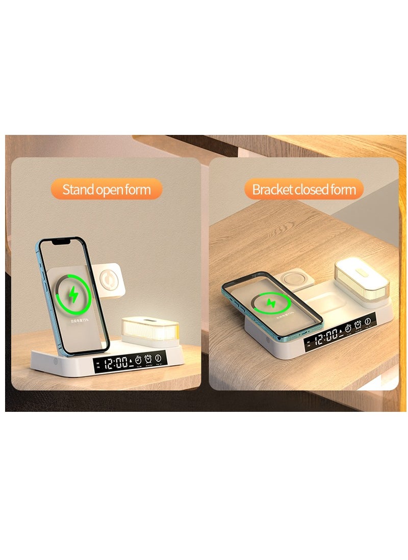 FLD - Newest 4 in 1 Fast Alarm Clock Wireless Charger Stand Cell Phone Charging Holder Portable Wireless Charger with Lamp - Image 1