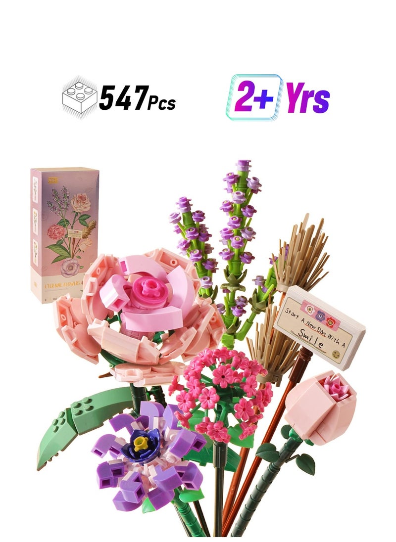 Arabest Mini Bricks Flower Bouquet Building Sets, Artificial Flowers, DIY Unique Decoration Home, 547 Pieces Botanical Collection for Ages 8-12 yrs Old Girl for Gift(547 Pieces)  - Image 1