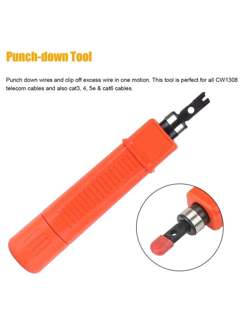 مجموعة أدوات شبكة المكشكش RJ45 ، طقم صيانة إصلاح الكابلات CAT5 CAT5e CAT6 اختبار الكابلات تجعيد سلك متجرد إيثرنت كيت ، أداة لكمة لأسفل مع موصلات RJ11 / RJ12 / RJ45 - Image 4