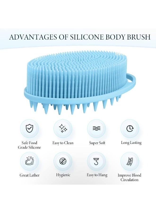 Silicone Body Scrubber - 2 Pcs Exfoliating Shower Scrubber, 2 in 1 Body Scrub Brush & Scalp Massager for Men, Women & Kids - Image 2