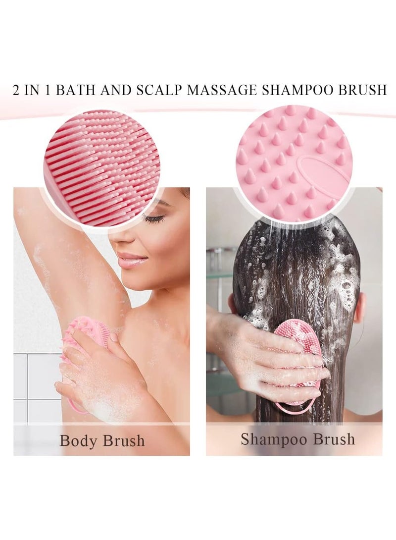 Silicone Body Scrubber - 2 Pcs Exfoliating Shower Scrubber, 2 in 1 Body Scrub Brush & Scalp Massager for Men, Women & Kids - Image 5