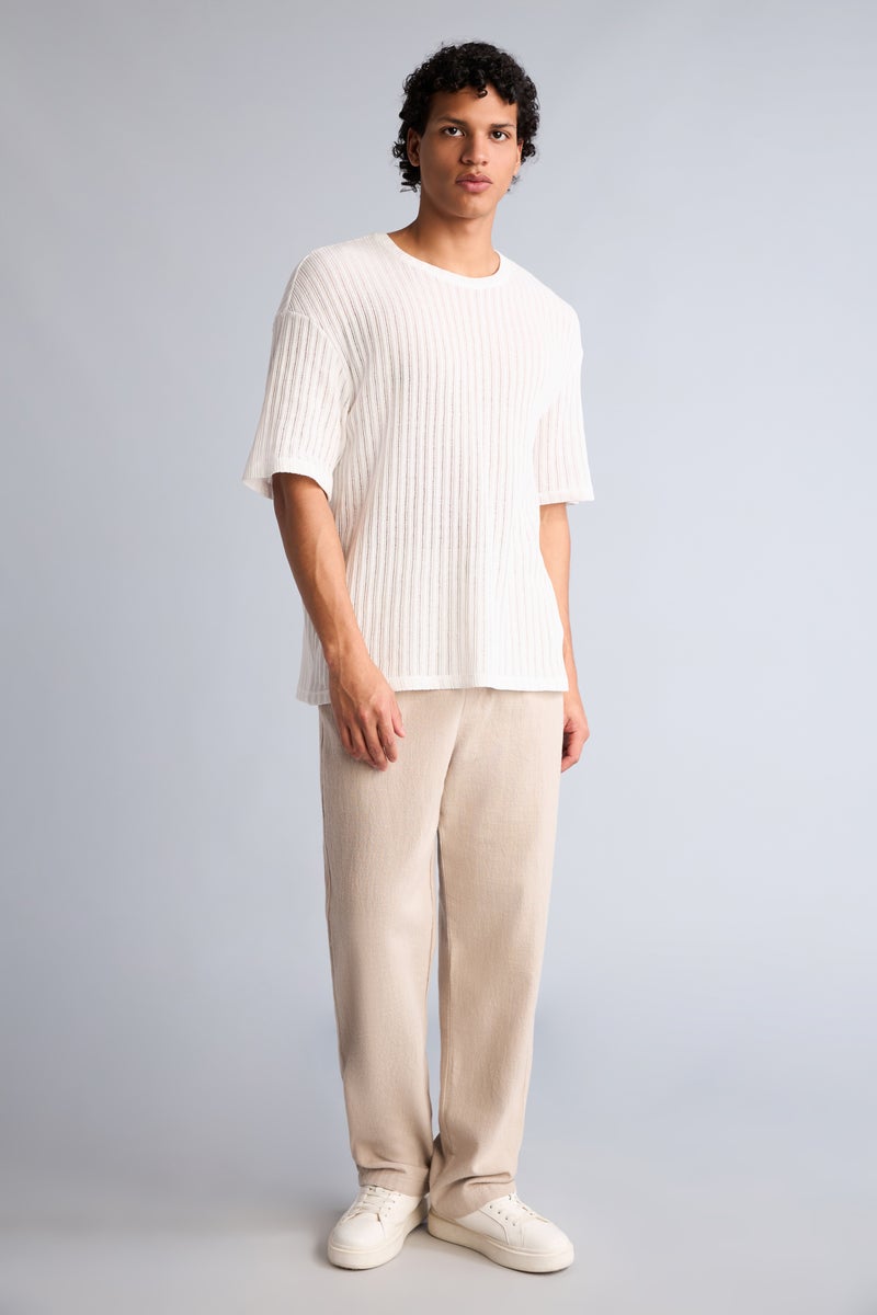 DeFacto Beige Man Baggy Fit 100%Trousers Casual - Image 1