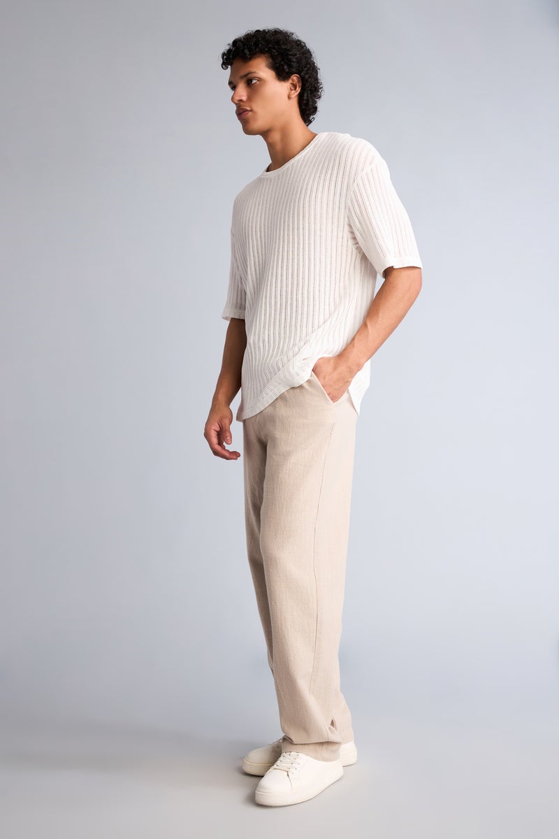 DeFacto Beige Man Baggy Fit 100%Trousers Casual - Image 2
