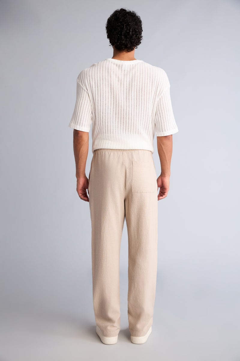 DeFacto Beige Man Baggy Fit 100%Trousers Casual - Image 5