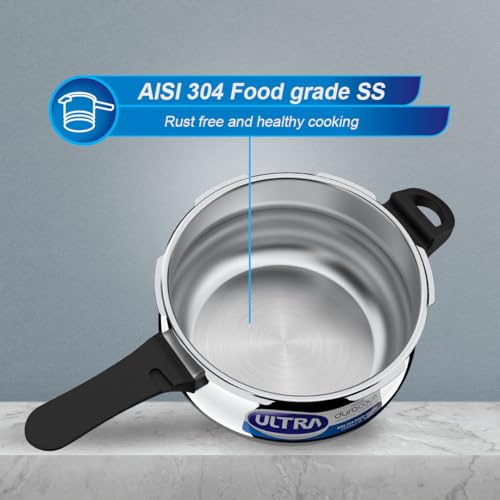 Ultra Duracook Handi Pressure Cooker 6.5 Litre | AISI 304 Food Grade Stainless Steel Cooker | 10 Years Warranty | Injection Moulded Handles | Induction Compatible | Keeps Food Warm for up to 2 Hours - Image 4