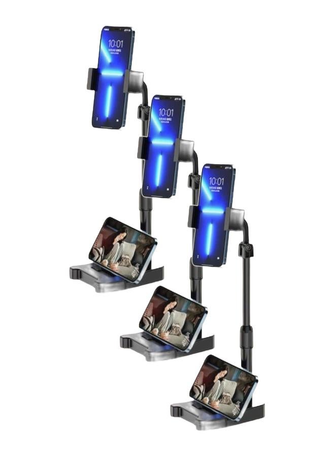 GO-DES Mobile phone holder stand for photography, broadcasting and monitoring. It holds two devices at the same time and features a heavy base to prevent falls. The height reaches 30 cm.Bundle - Image 1
