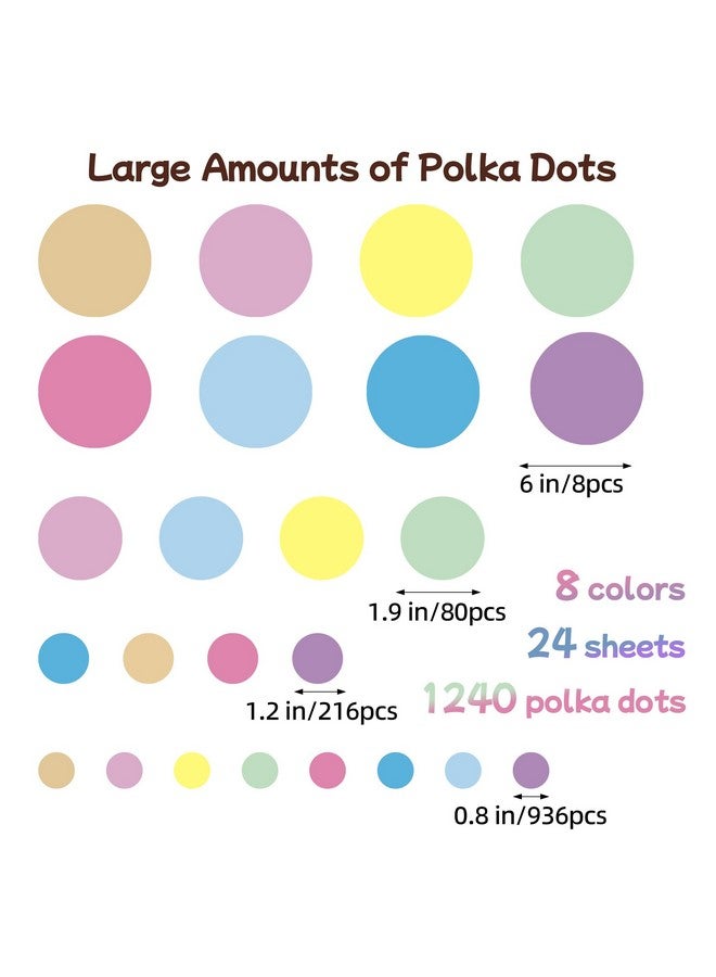 Sinekong 1240Pcs Polka Dot Wall Decals Pastel Wall Decal Peel and Stick Kids Decals Removable Round Circle Rainbow Stickers for Playroom Nursery Classroom Bedroom Decor(Pastel) - Image 2