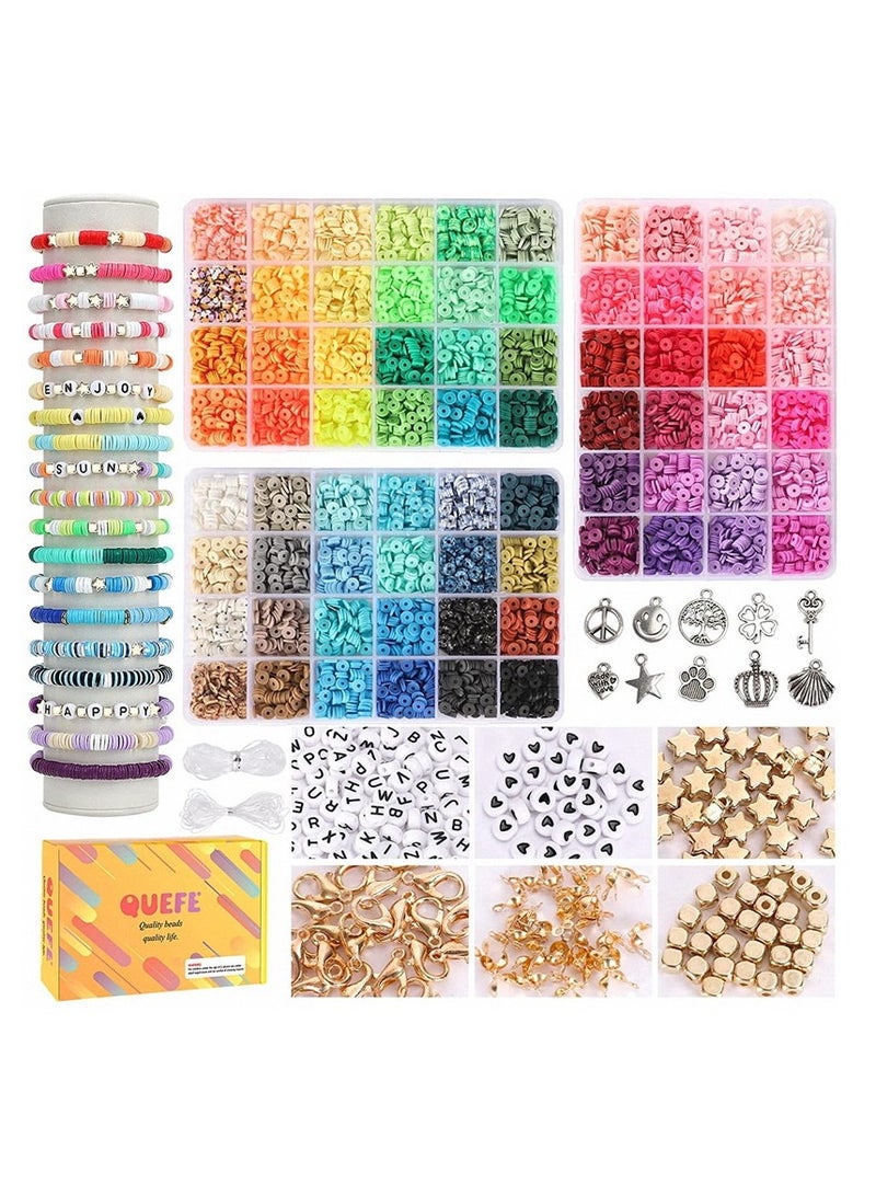 الطين الخرز سوار صنع عدة، الصداقة preppy شقة البوليمر هيشي الخرز مجموعات المجوهرات مع السحر، هدايا للفتيات في سن المراهقة الحرف للفتيات الذين تتراوح أعمارهم بين 8-12 - Image 1