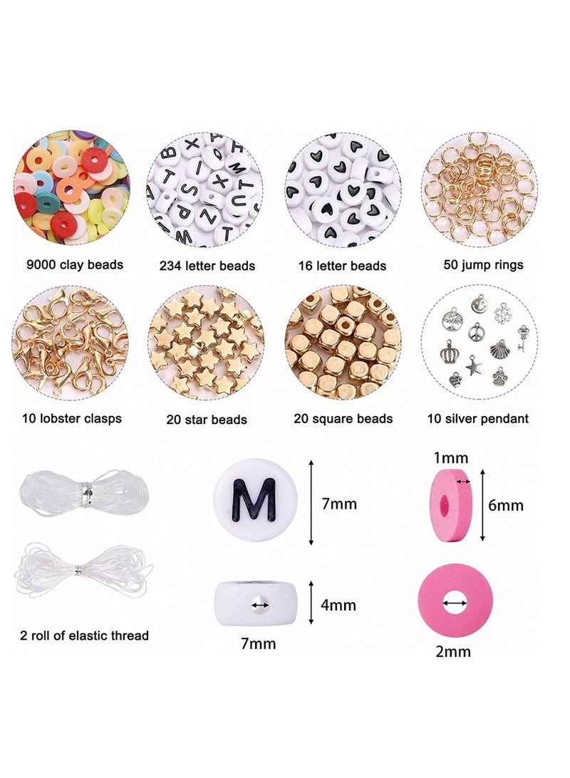 الطين الخرز سوار صنع عدة، الصداقة preppy شقة البوليمر هيشي الخرز مجموعات المجوهرات مع السحر، هدايا للفتيات في سن المراهقة الحرف للفتيات الذين تتراوح أعمارهم بين 8-12 - Image 5