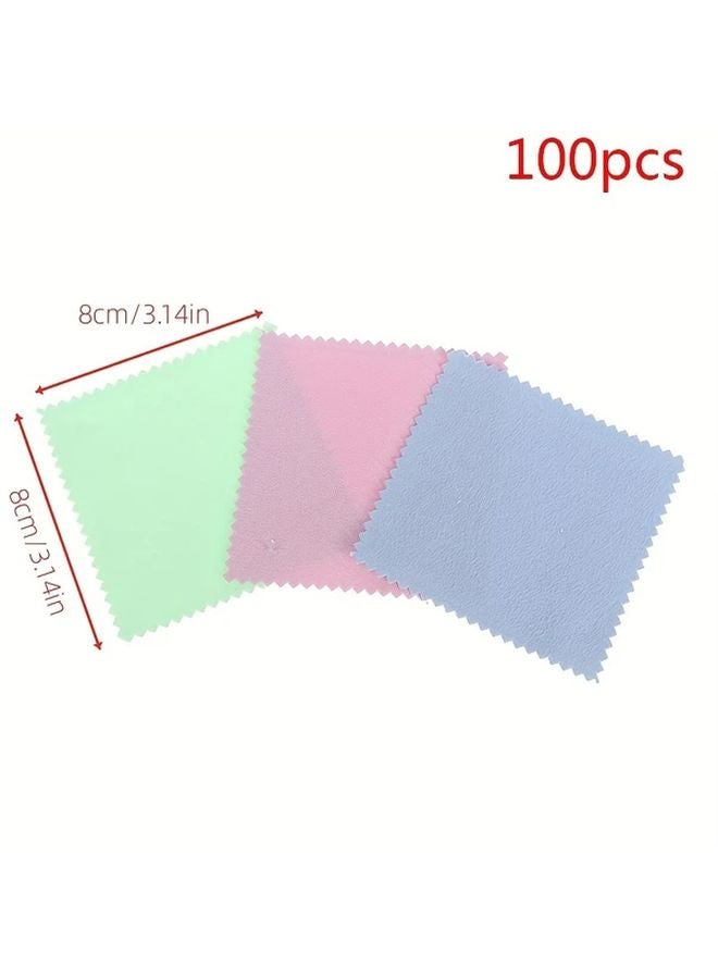 White Microfiber Cleaning Cloths 100Pcs 8x8cm Soft Polishing Cloth For Glasses Jewelry - Image 4