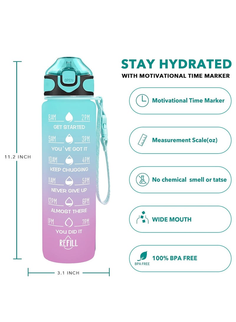 32 oz Drinking Water Bottle ,with Times to Drink and Straw, Motivational with Carrying Strap, Leakproof BPA & Toxic Free, Ensure You Drink Enough Water for Fitness Gym Outdoor - Image 3
