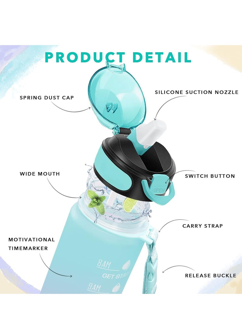 32 oz Drinking Water Bottle ,with Times to Drink and Straw, Motivational with Carrying Strap, Leakproof BPA & Toxic Free, Ensure You Drink Enough Water for Fitness Gym Outdoor - Image 4