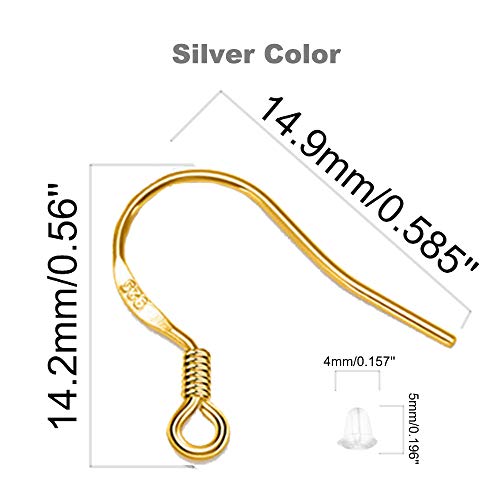 DIYEAR Earring Hooks - 120 PCS/60 Pairs Gold plated copper Hypoallergenic Ear Wires Fish Hooks for Jewelry Making, Jewelry Findings Parts with 120 PCS Rubber Earring Backs Stopper for DIY Earrings - Image 4