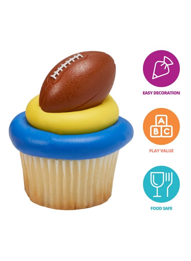 DecoPac 3D Football Rings, Cupcake Decorations, Food Safe Cake Toppers - 24 Pack  - Image 2
